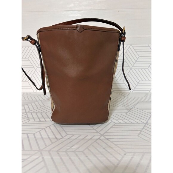Burberry Beige Brown Leather Haymarket Check Canterbury Tote Shoulder Bag Italy - Picture 9 of 16